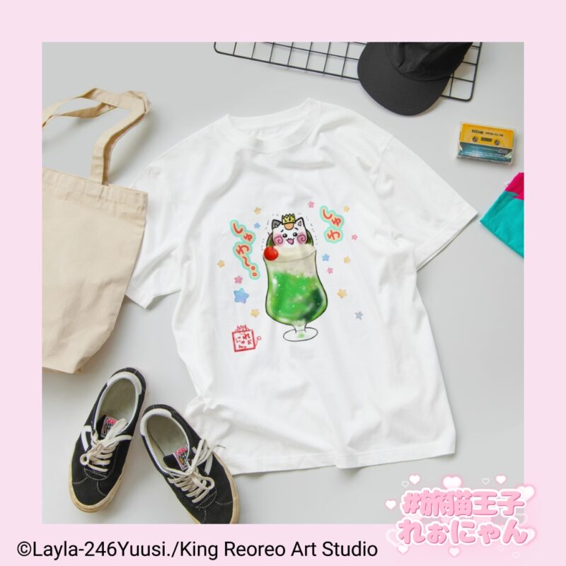 ゆるかわいい猫のメロンソーダTシャツ・猫雑貨アパレル